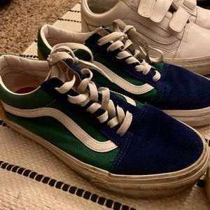 Blue, Green Yellow suede old Skool Vans